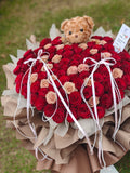 99枝玫瑰小熊款 | 99 Roses Teddy Bear Bouquet