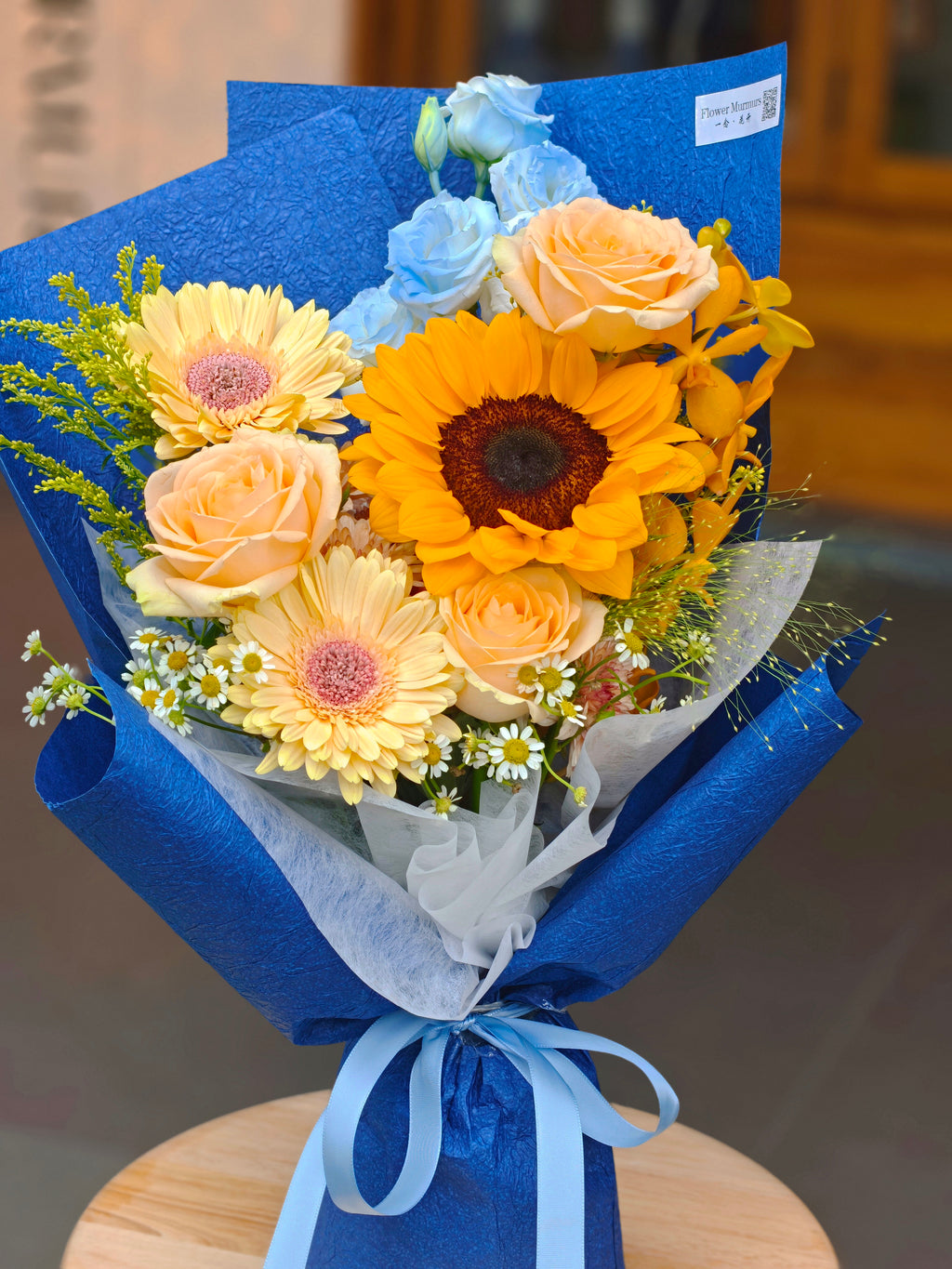 Sunflower & Champagne Rose Graduation Bouquet 向日葵香槟玫瑰毕业花束
