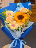 Sunflower & Champagne Rose Graduation Bouquet 向日葵香槟玫瑰毕业花束